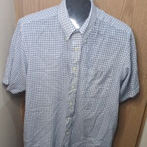 Blue and White Checkered Casual Button Down Shirt